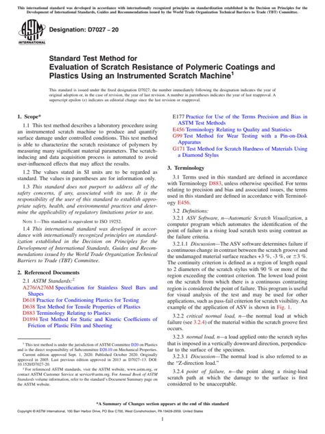 scratch test standard|astm d7027 20.